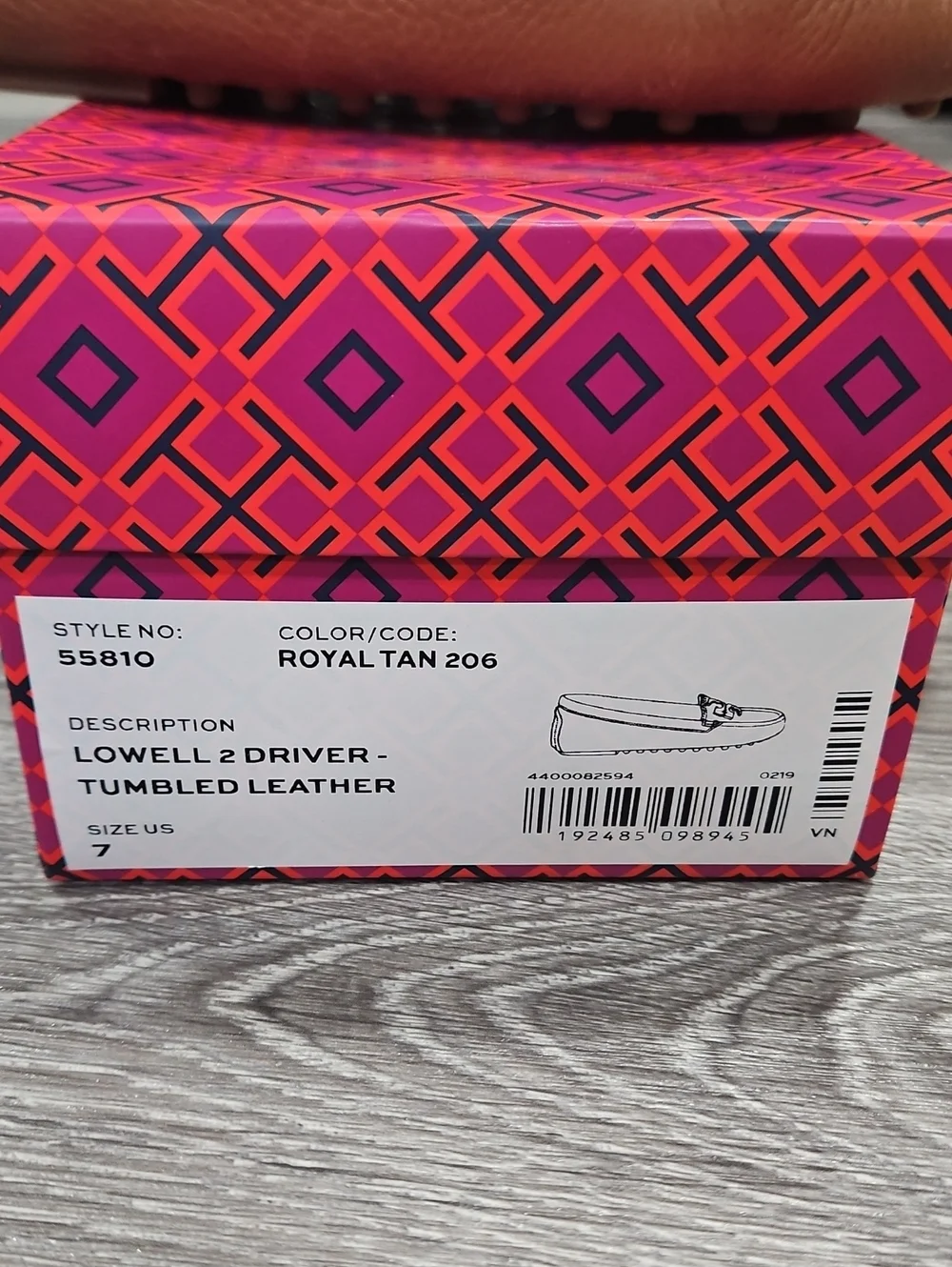 Tory Burch Lowell 2 Driver Tumbled Leather Size 7 Royal Tan